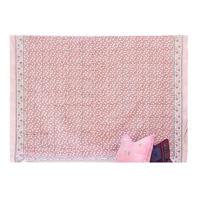 Coral Garden Bloom, Hand Blockprint Cotton Coverlet