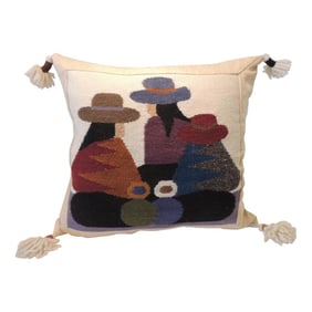 Vintage Ecuadorian Woven Square Decorative Pillow