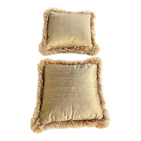 Vintage Gold Silk Pillows- Set of 2