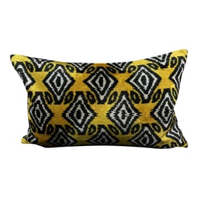 Yellow Velvet Ikat Pillow Cover