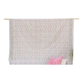 Lotus Blossom, Hand Blockprint Cotton Coverlet
