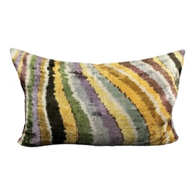 Multicolor Velvet Ikat Pillow Cover
