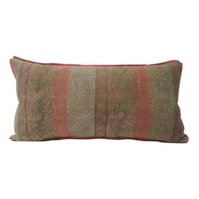 19th Century Antique Woven Red Kashmir Paisley Bolster Decorative Pillow