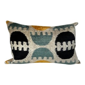 Turkish Modern Multicolor Velvet Silk Ikat Pillow Cover