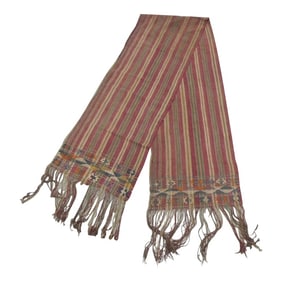 Vintage Asian Tent Banners With Hand-Knotted Fringes