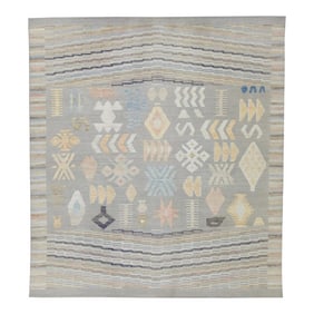 Early 21st Century Handmade Modern Kilim Rug 12'10" X 14'5"