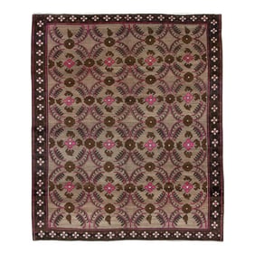 Vintage Turkish Oushak Rug 6'4" x 7'7"