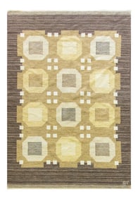 20th Century Swedish Flat-Weave Rug by Agda Osterberg-5'8" X 8'1"