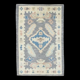 Modern Turkish Oushak Rug 2'2" x 3'4"