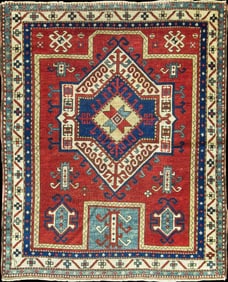 Antique Caucasian Kazak Prayer Rug