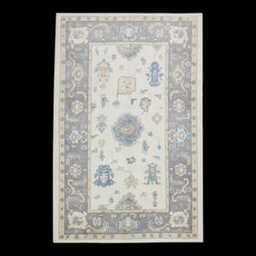 Modern Turkish Oushak Rug 6'1" x 8'10"