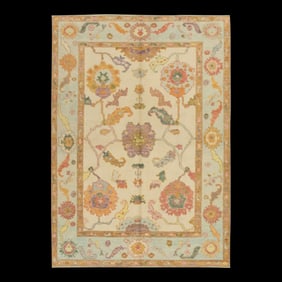 Modern Turkish Oushak Rug 5'1" x 6'11"