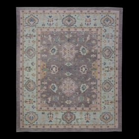 Modern Turkish Oushak Rug 8'8" x 9'7"