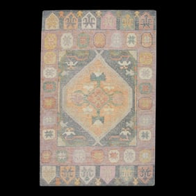 Modern Turkish Oushak Rug 4'2" x 6'3"