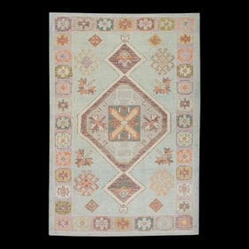 Modern Turkish Oushak Rug 4'2" x 6'4"