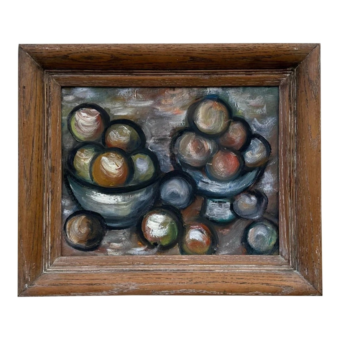 Vintage Abstract Still Life Painting of Fruit Bowls