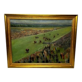 British High Society Horse Racing Oil Painting Winning at Royal Ascot