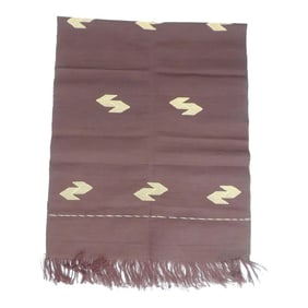 Brown and Gold Silk Woven Textile Panel with Fringes