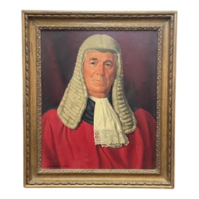 British Oil Painting Portrait Judge Paul Storr in Red Coat Court Dress Robes by John Whitlock Codner