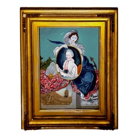 18th C.China Trade Painting on Mirror Portrait of Catharina van Braam Houckgeest