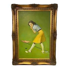 1960s Golf Figurative Sport Painting '8th Hole' by Roberto Moya