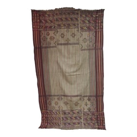 Large Antique Red Stripes Embroidered Turkish Panel