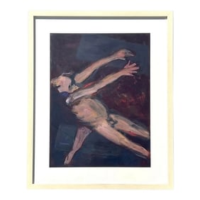 Vintage Boho Original Nude Oil on Paper