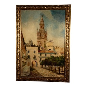 Julio Montenegro - (1867 - 1932) - Seville La Giralda - Oil on Board - 1888