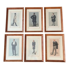 Late 19th Century British Society Magazine Vanity Fair Framed Chromolithograph Caricature Portraits