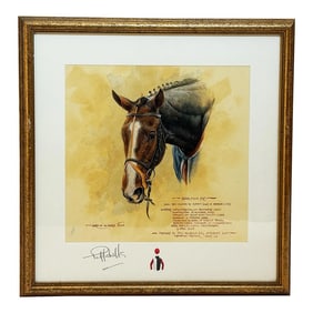 2000s "Napolitain" Vintage French Equestrian Watercolor Horse Painting by Martin Alford