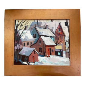 Original Framed Acrylic Painting on Canvas, Snow Scape by David C Armstrong