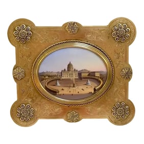 19th C Grand Tour Painting on Porcelain View of Vatican/St. Peter's Basilica