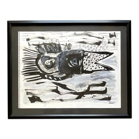 Vintage Boho Original Watercolor on Paper Signed John Van Orsouw 2009