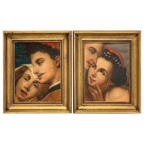 19th Century Near Old Master Romantic Portraits - a Pair