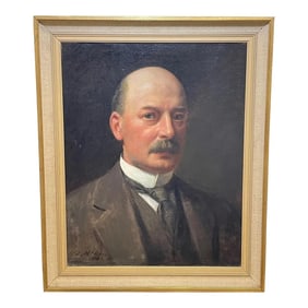 Scottish Oil Painting Portrait Glasgow Iron & Steel Merchant by John McGhie Dated 1916 Framed