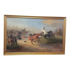 Oil Painting WW1 French Dragoons Cavalry Battle the Great Retreat From Mons After the Charge by Edit