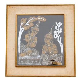 Gold Leaf Thai Dancers on Silk