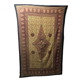 Vintage "Kalamkari" Hand-Blocked Red and Gold Cloth