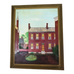 L.S.Lowry Style English Terraced House Acrylic Painting on Birch Board