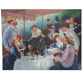 1950s "Bal Du Moulin" Impressionist Style Figurative Oil Painting by J. Sanz