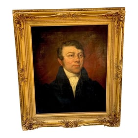 Handsome 19th C American Portrait of a Gentleman with a Scar
