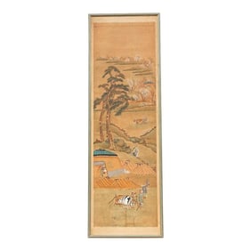Antique Chinese Landscape Rural Life Painting