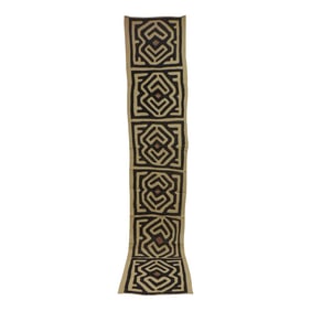 Vintage Natural and Black African Kuba Applique Textile