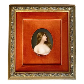 Hutschenreuther German Painting on Porcelain of a Beauty, Signed Wagner
