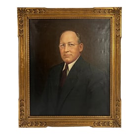1920s Antique Portrait Oil Painting of a Gentleman, Framed
