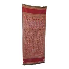 Large Red and Green Floral Shawl or Wall Hanging