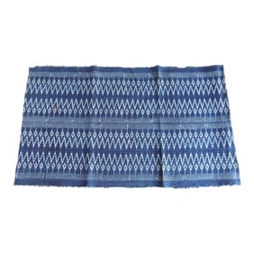 Vintage Blue & White Asian Ikat Woven Textile