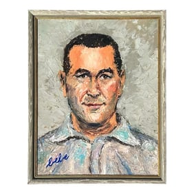 Vintage Original Abstract Oil Portrait on Board