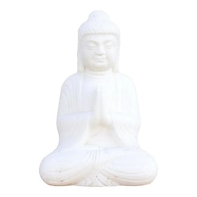 Burmese White Marble Seated Buddha