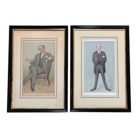 Late 19th Century British Society Magazine Vanity Fair Framed Chromolithograph Caricature Portraits